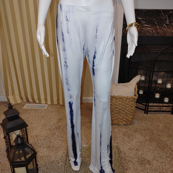 BLUE TIE DYE BANDEAU AND PANT SET L - Picture 5 of 8